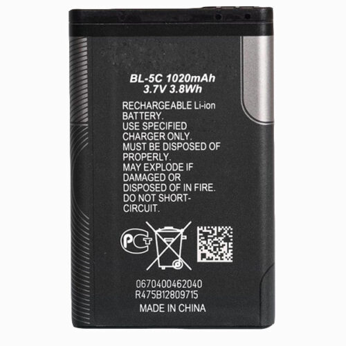 باتری موبایل مدل BL-5C ظرفیت 1020 میلی آمپر ساعت